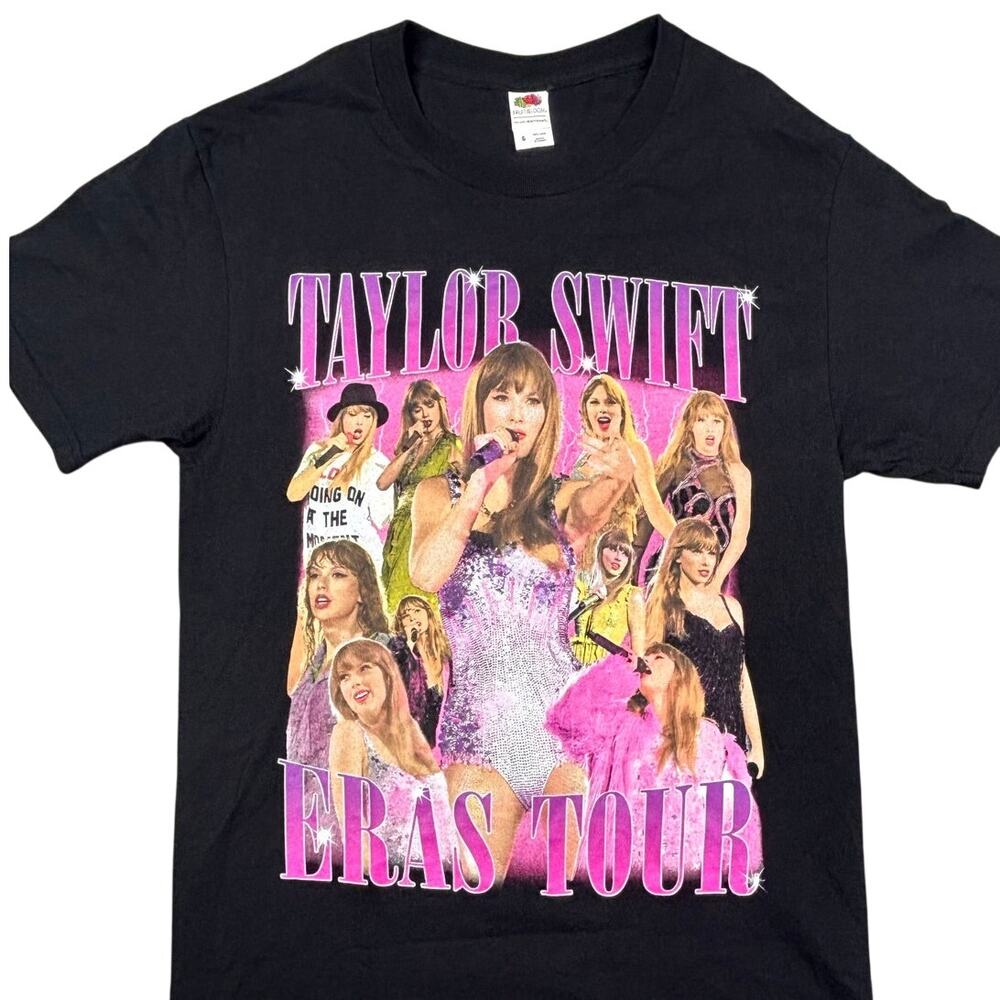 Taylor Swift Eras Tour Graphic T-Shirt Black Short Sleeve‎ Concert Tee Size S